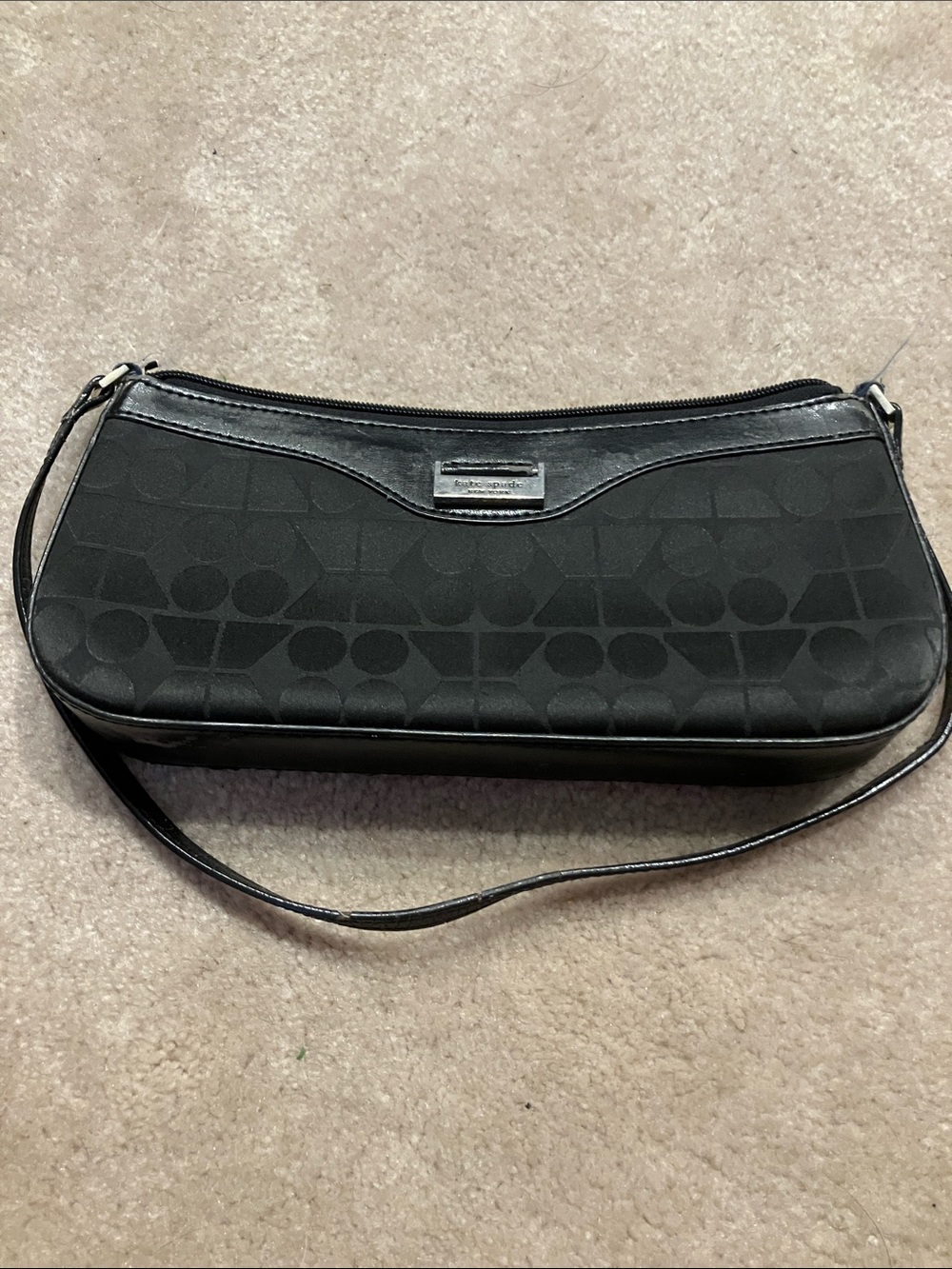 Vintage Kate Spade Black Signature Jacquard Clutch